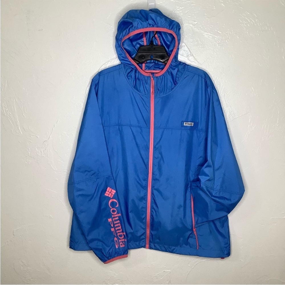 Columbia PFG hoodie windbreaker / light rain full zipper jacket Size XL